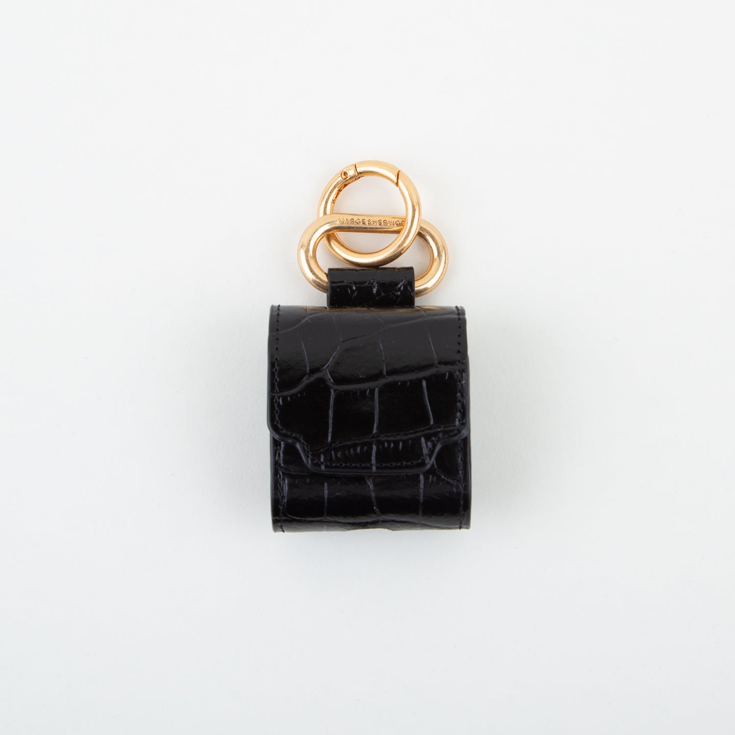 Marge Sherwood Black Croc Pump Handle Bag