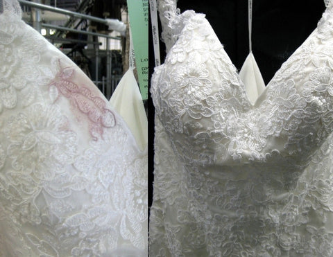Wedding gown wine stain removal