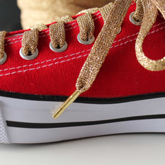 Metal Tips - Aglets - on Gold Shoelaces