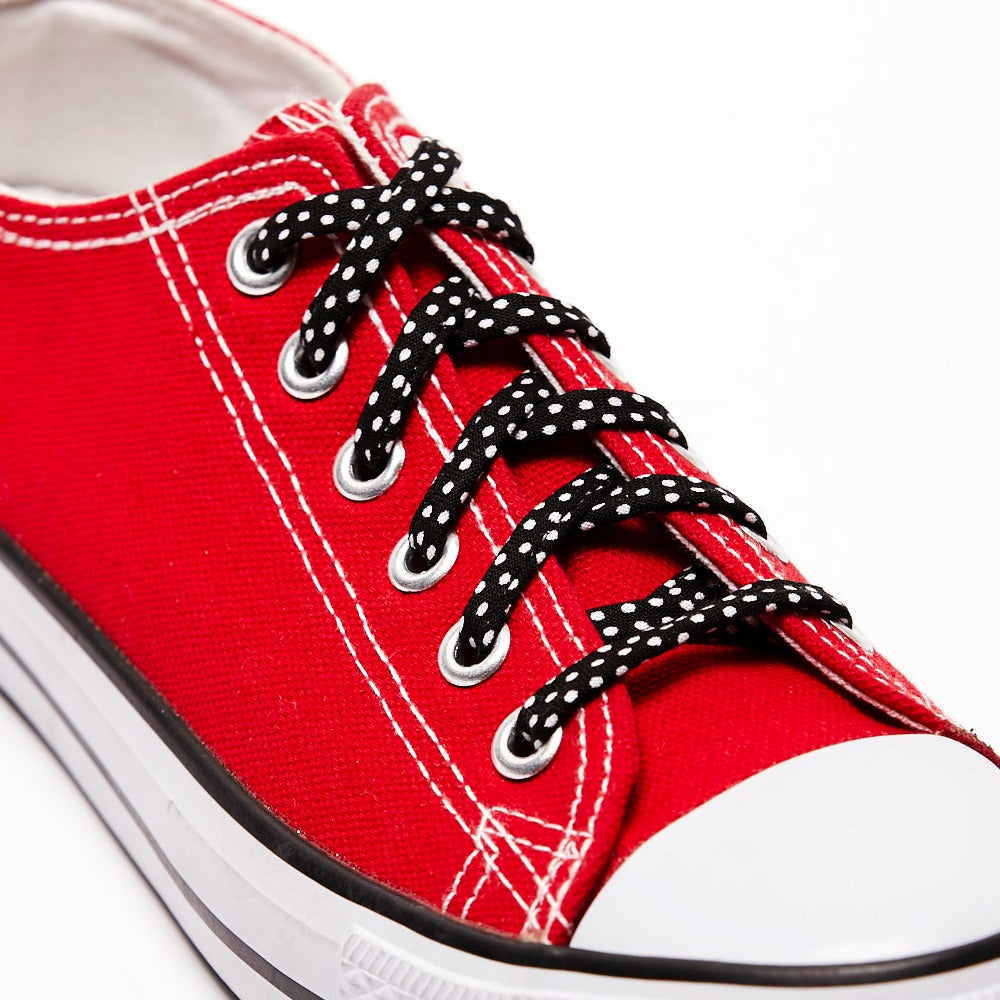 red and white shoe laces