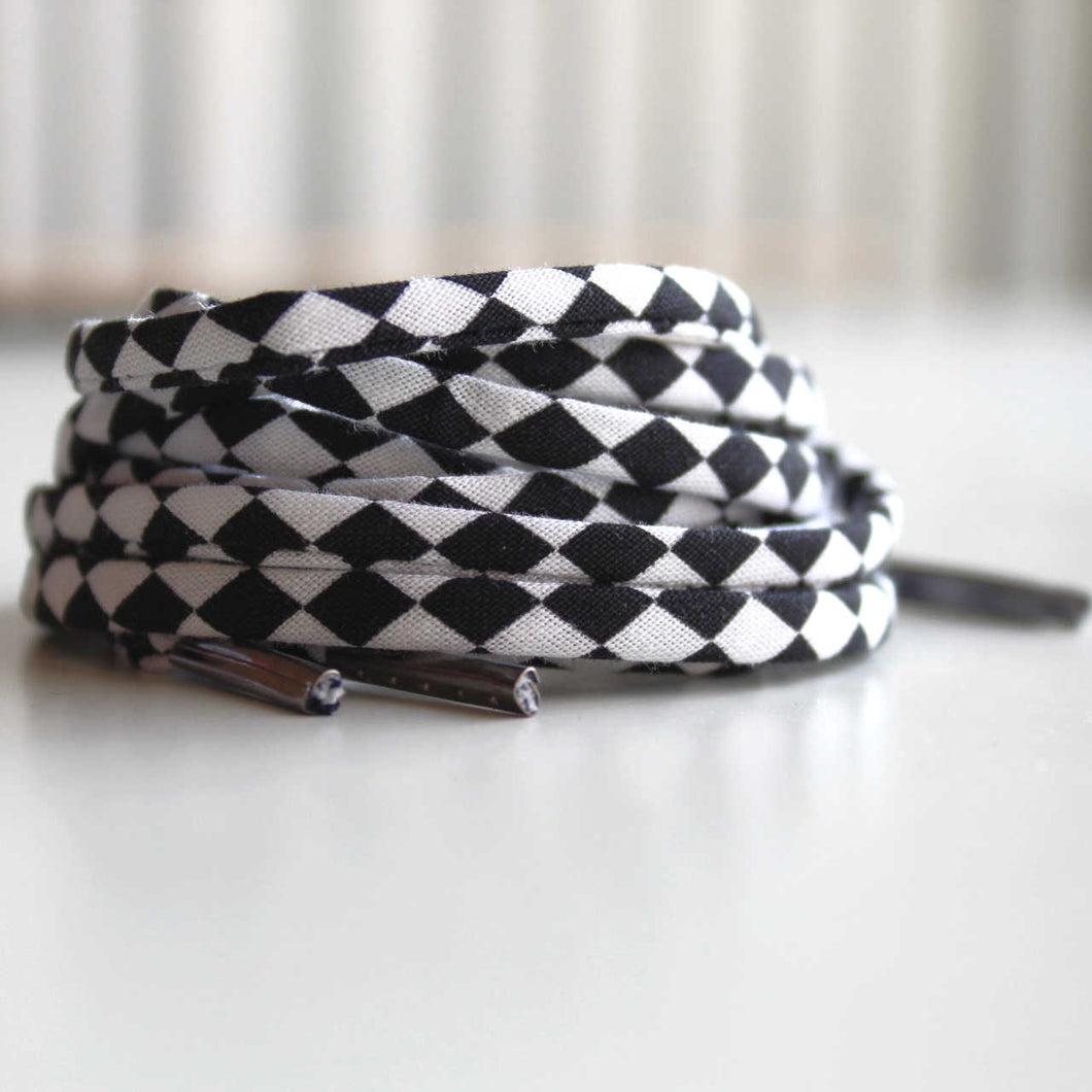 black and white checkered shoelaces