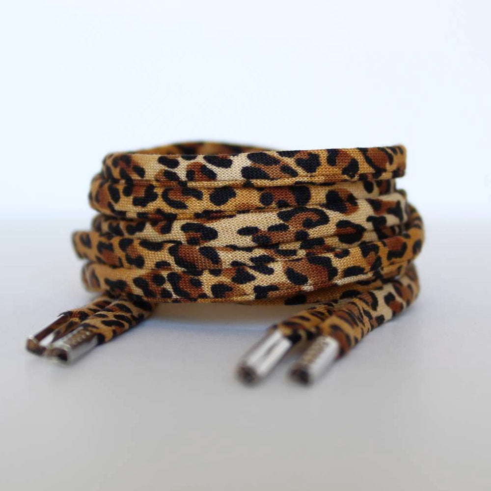 Leopard print shoe laces