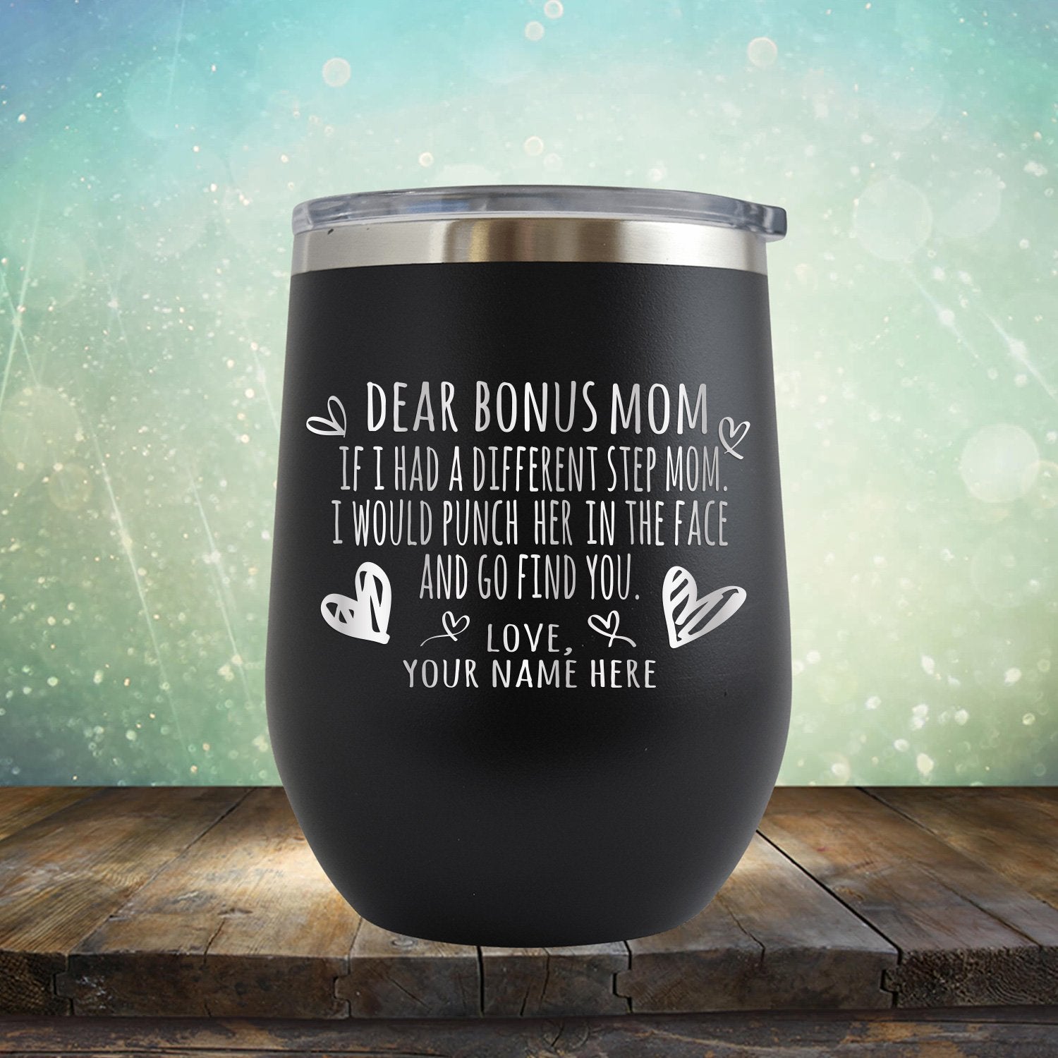 Best Bonus Mom Wine Cup, Personalized Stepmom Gift for Wedding