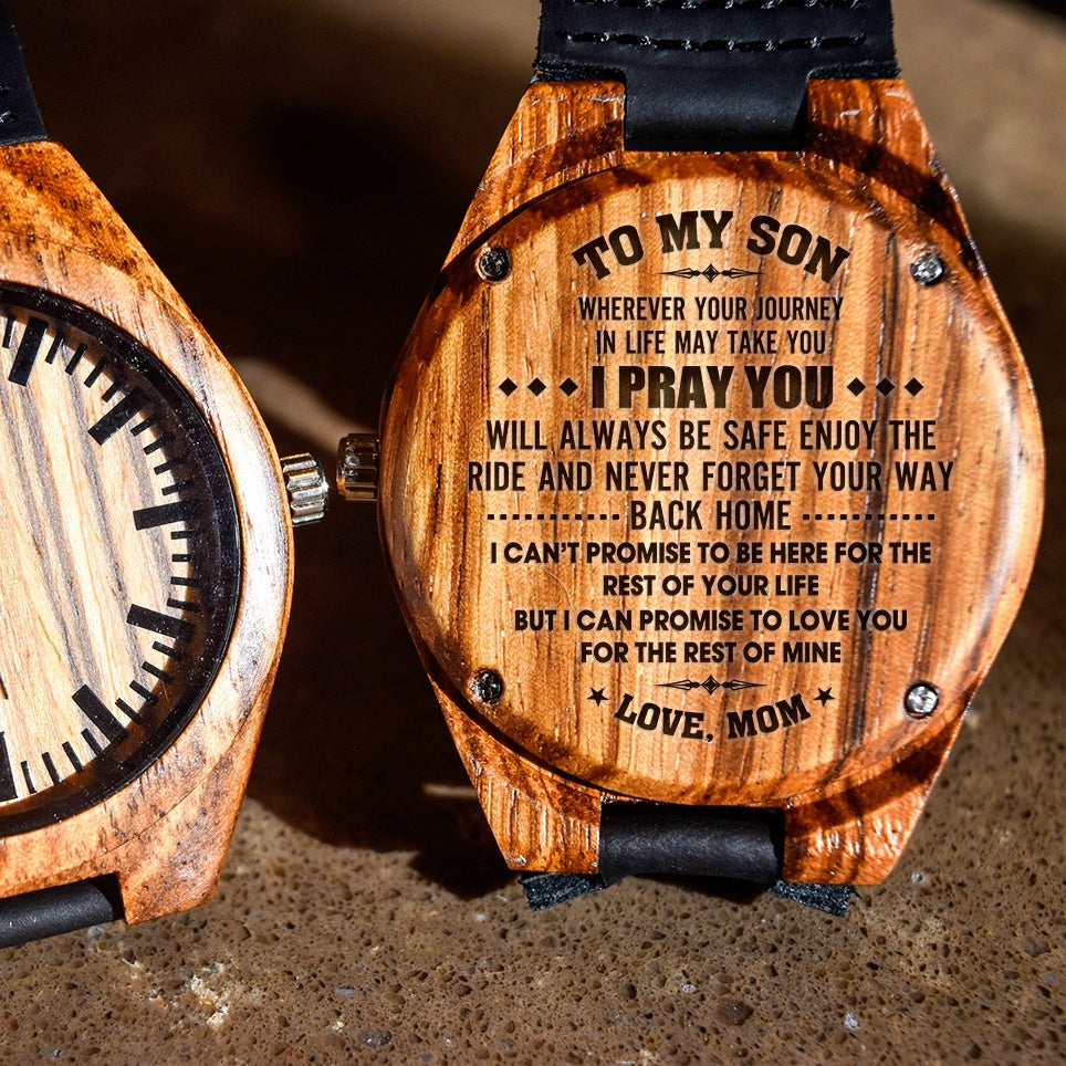 Engraved Wooden Watch - To My Son - I Will Always Love You - Love