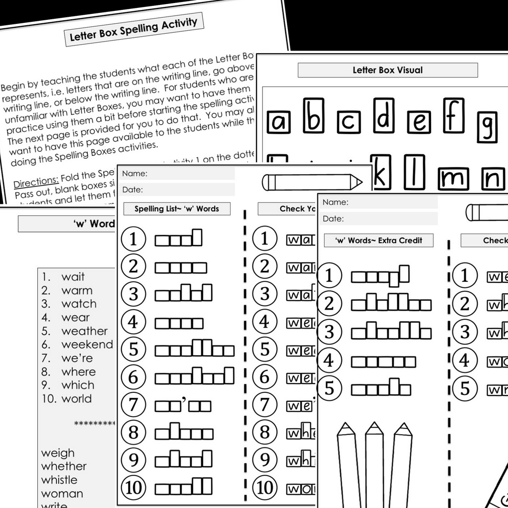 modified spelling activities featuring w words 4th grade