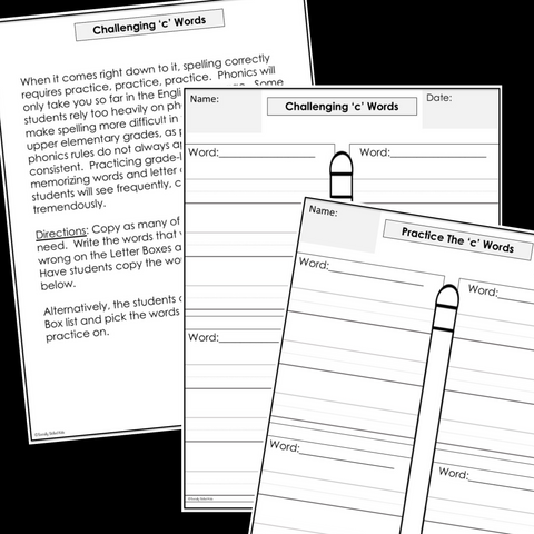 Modified Spelling Activities | Featuring 'c' Words | For 4th Grade ...