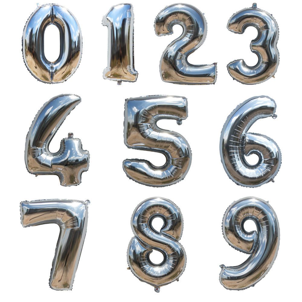 SIlver 40 inch Foil Number Balloons 
