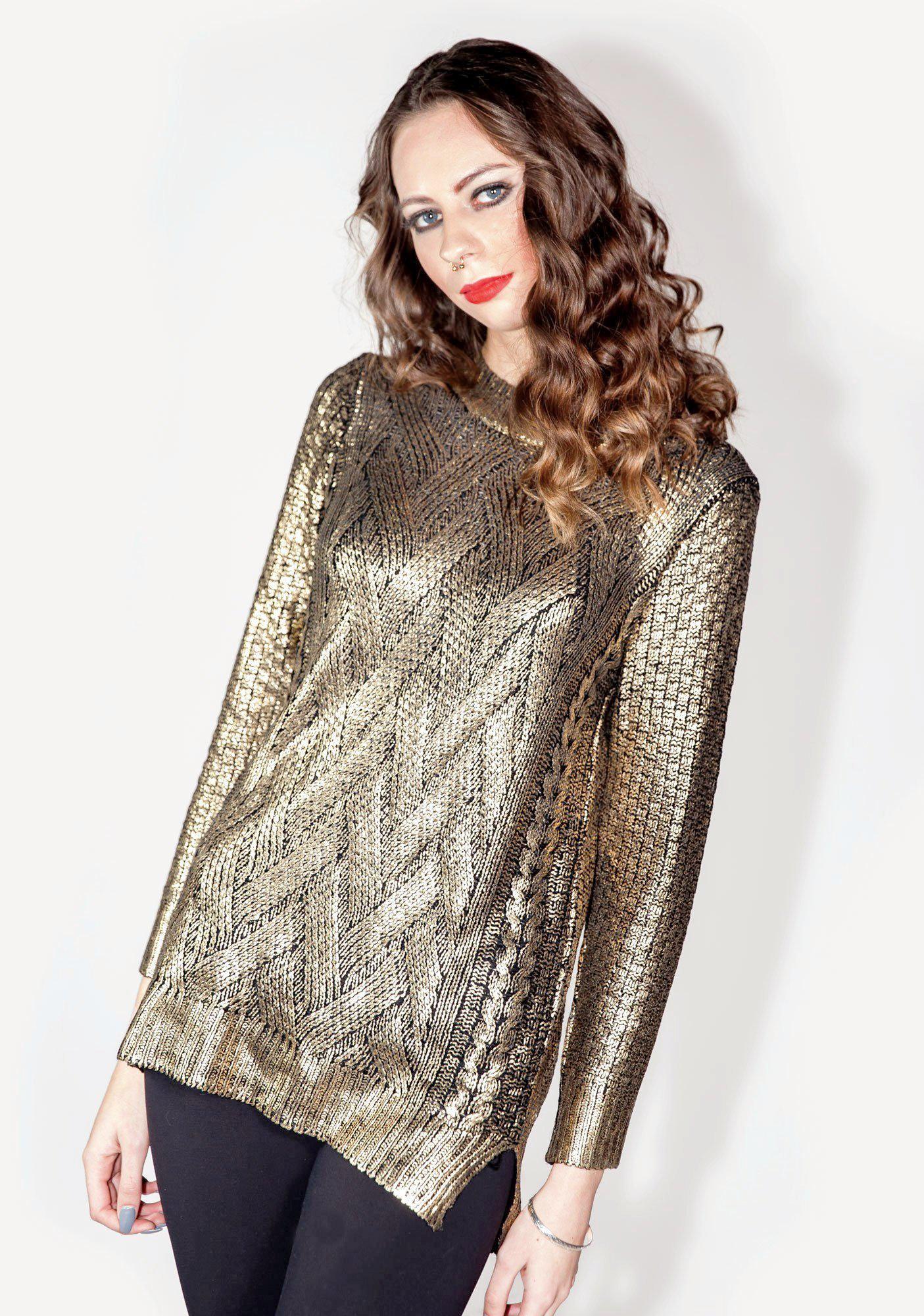 metallic gold sweater