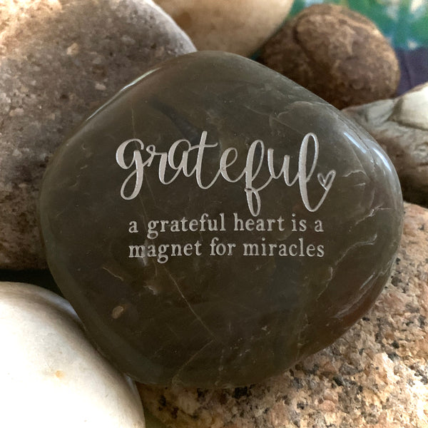 Gratitude Quotes Engraved Rocks – Karmic Stones