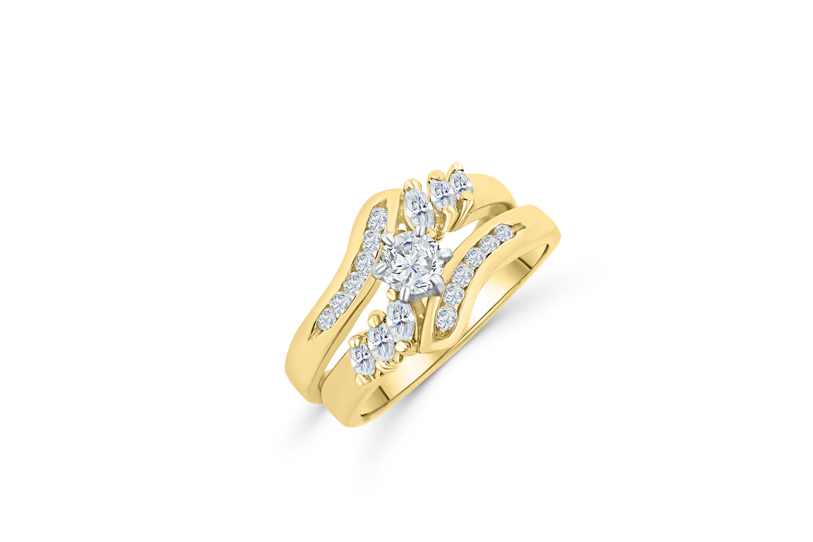 Marquise Diamond Engagement Ring Set 2.26 ct tw 14K Yellow Gold DENG028 Rose Gold / 3 (14.0mm)