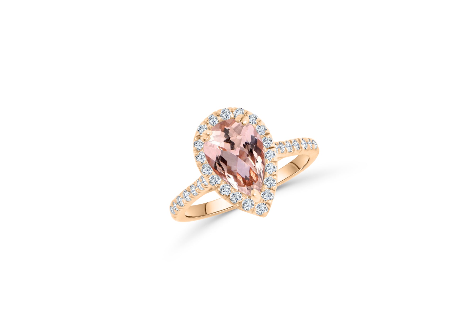 3Pcs 1.75 Carat 10k Rose Gold Morganite Engagement Ring Set