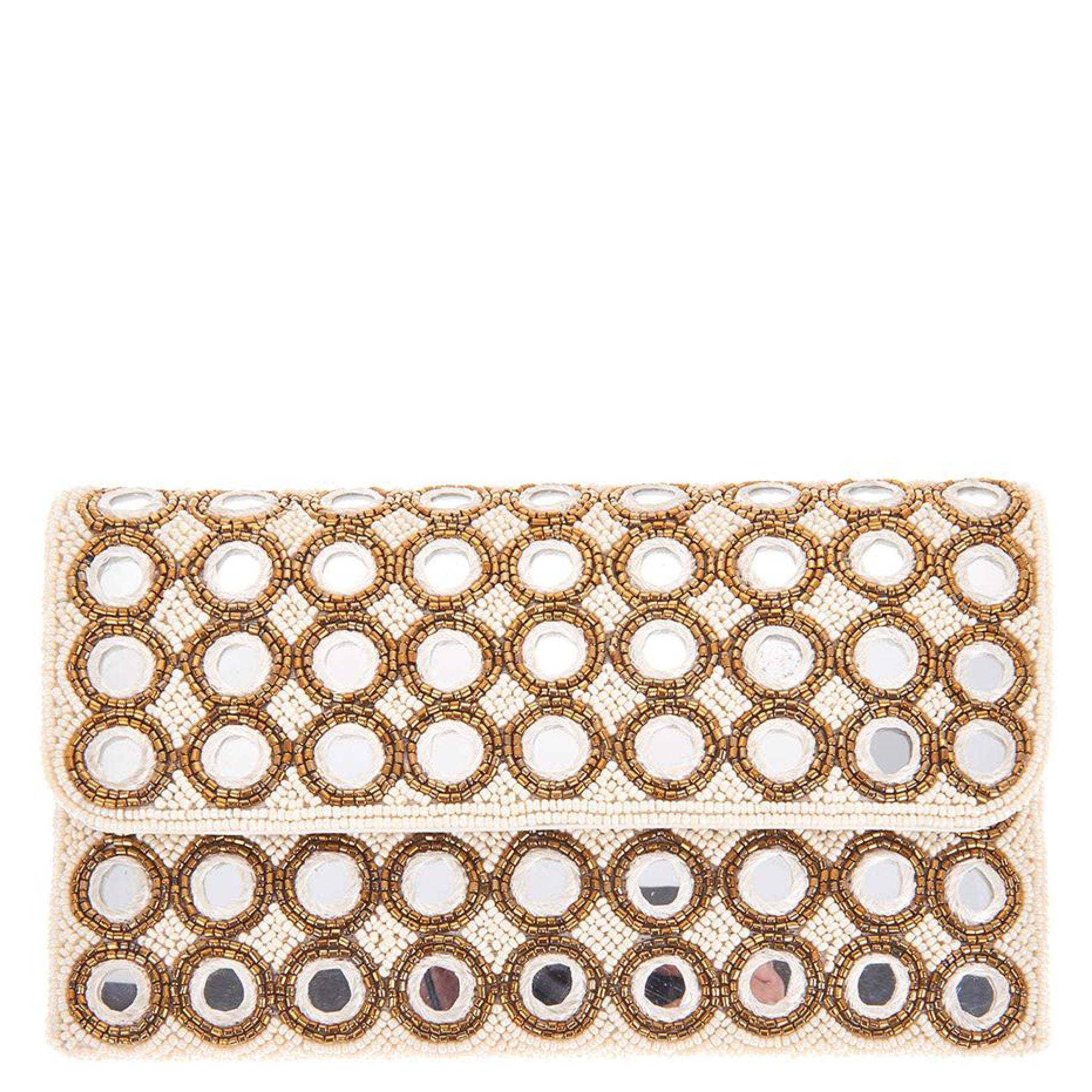 ivory and gold clutch bag