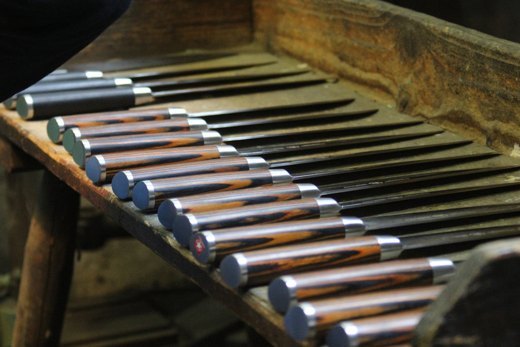 German-made kitchen knives in a wooden box