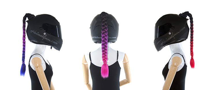 helmet ponytails ombre color