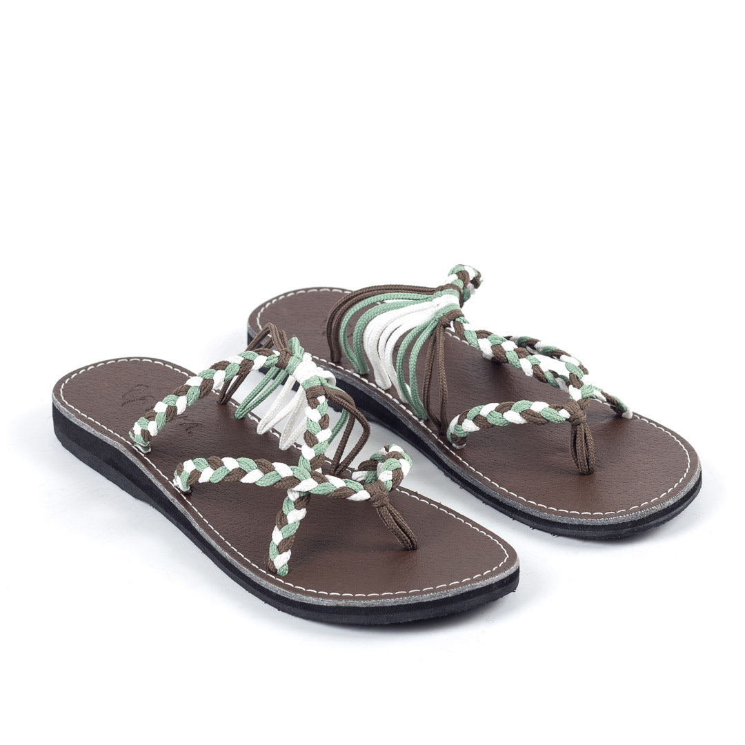 womens green flip flops