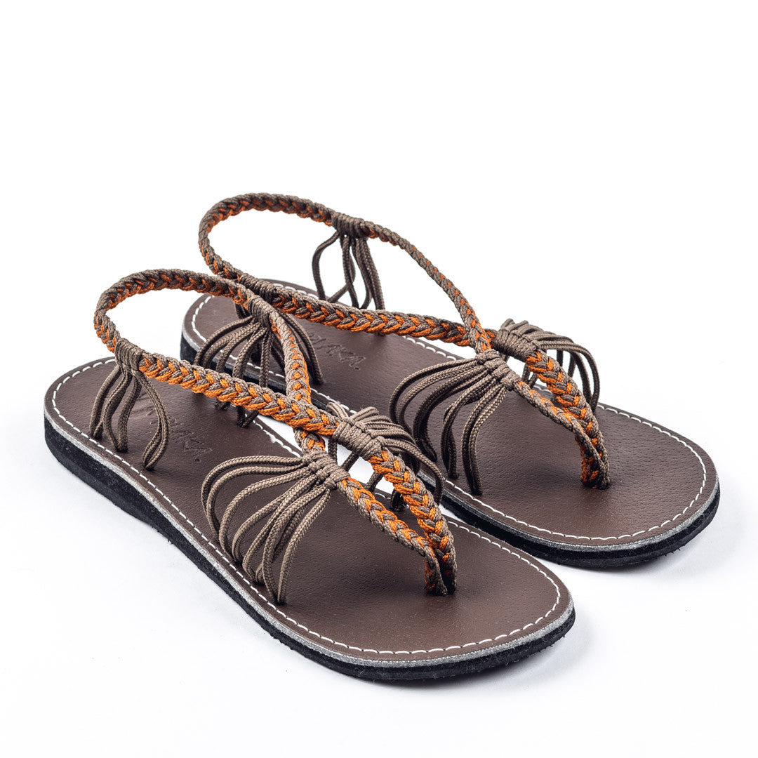 Seashell Summer Sandals for Women | Orange-Gray - Plaka Sandals