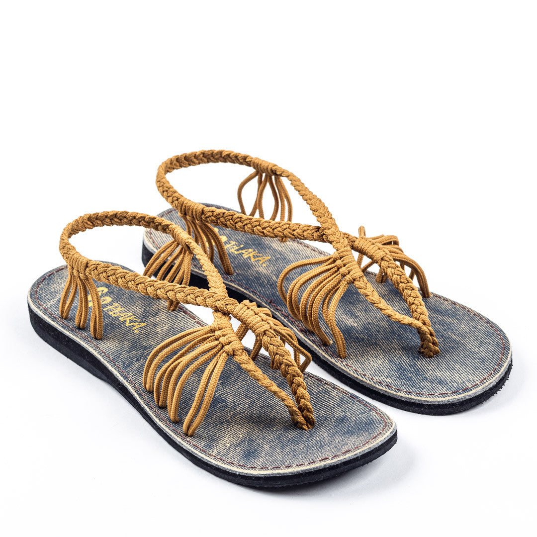 Seashell Summer Sandals for Women | Sand-Yellow - Plaka Sandals