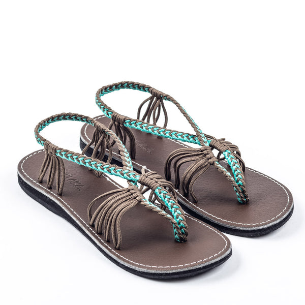 Seashell Summer Sandals for Women | Turquoise-Gray - Plaka Sandals