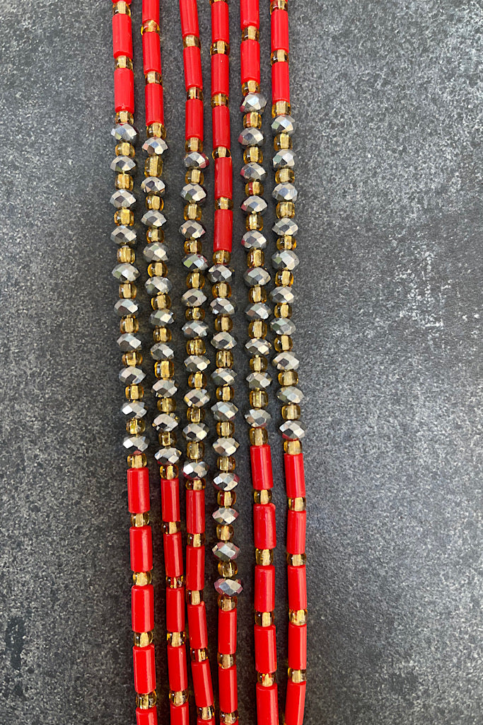 Image of Glamorous Life Red Tie On Waist Beads