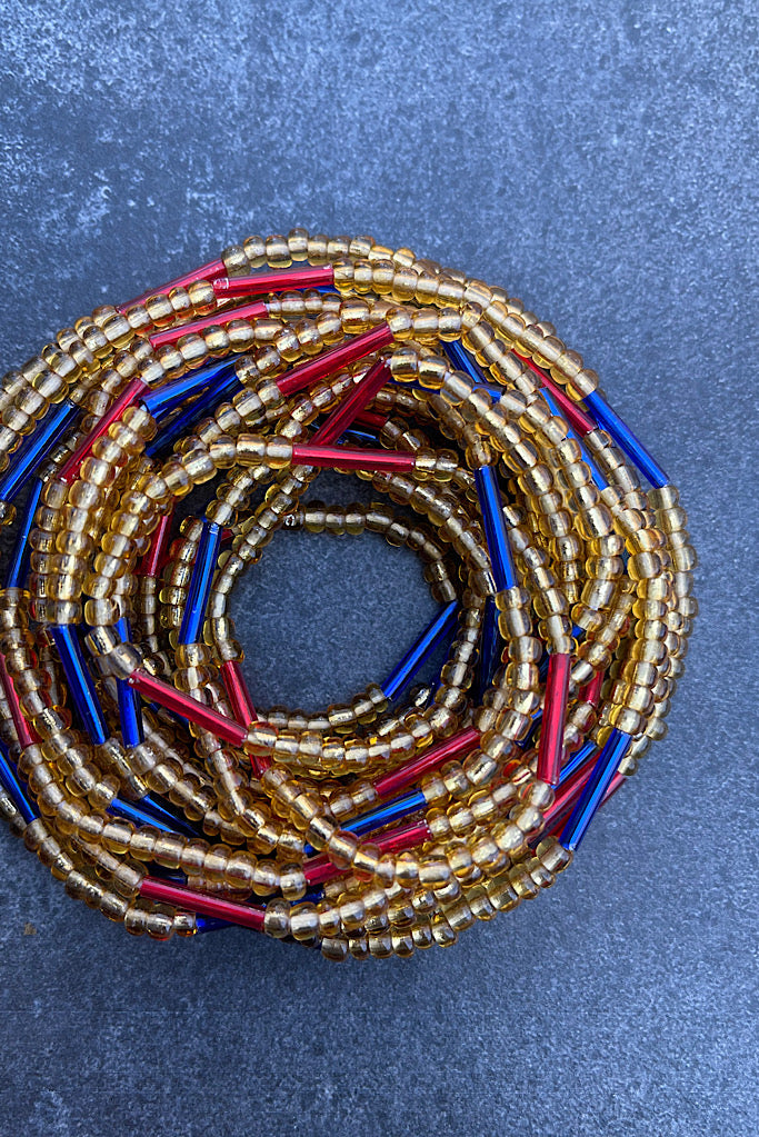 Waist Beads- Blue and Gold