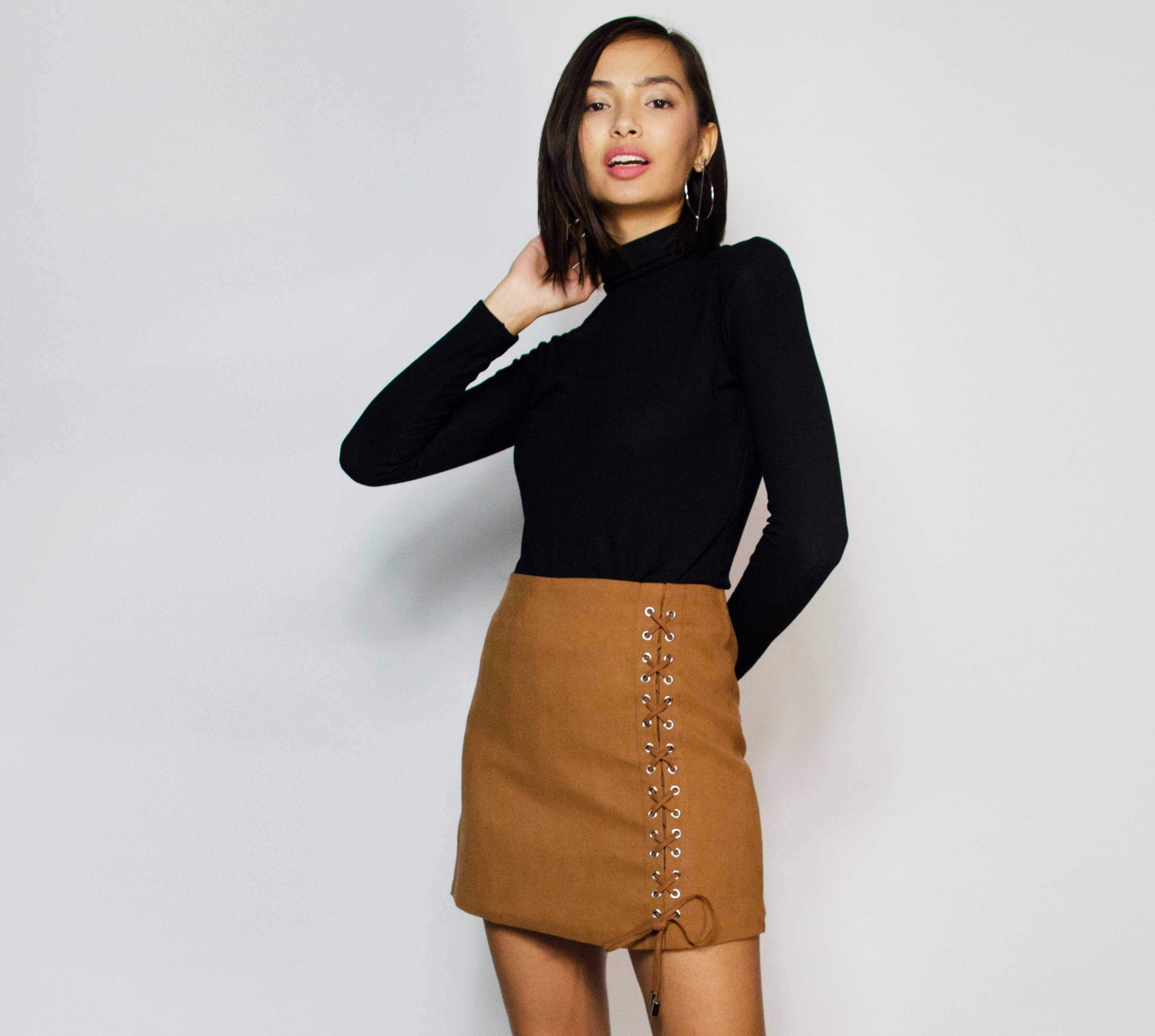 yellow suede skirt