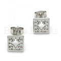 Sterling Silver 02.186.0030 Stud Earring, with White Cubic Zirconia, Polished Finish, Rhodium Tone