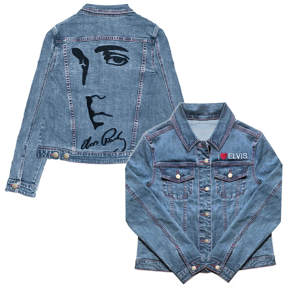 I Heart Elvis Profile Women's Denim Jacket - Graceland Official Store