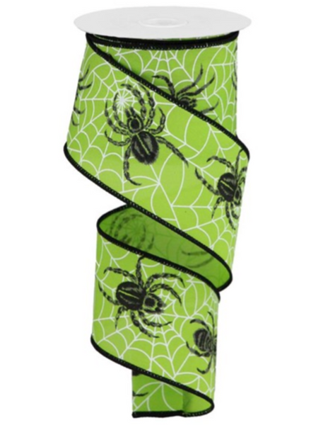 2.5"X10yd Spider Web/Spider On Pg Fabric Lime Green/Blk/Wht/Grey