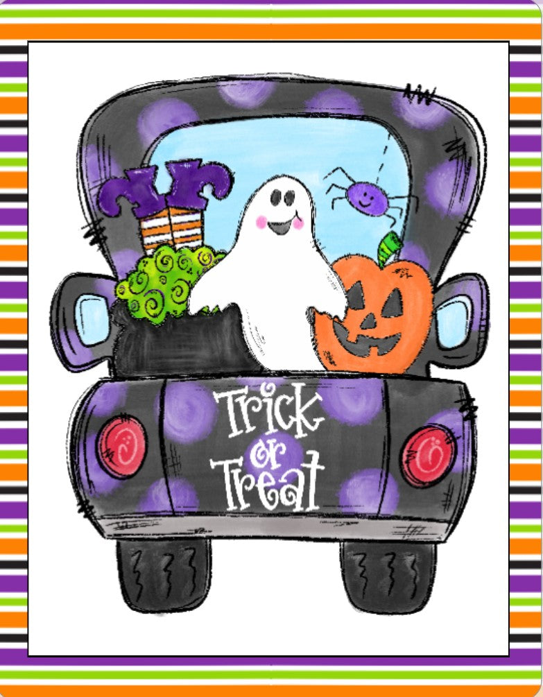 Trick or Treat Truck Black and purple sign – Hard Working Mom