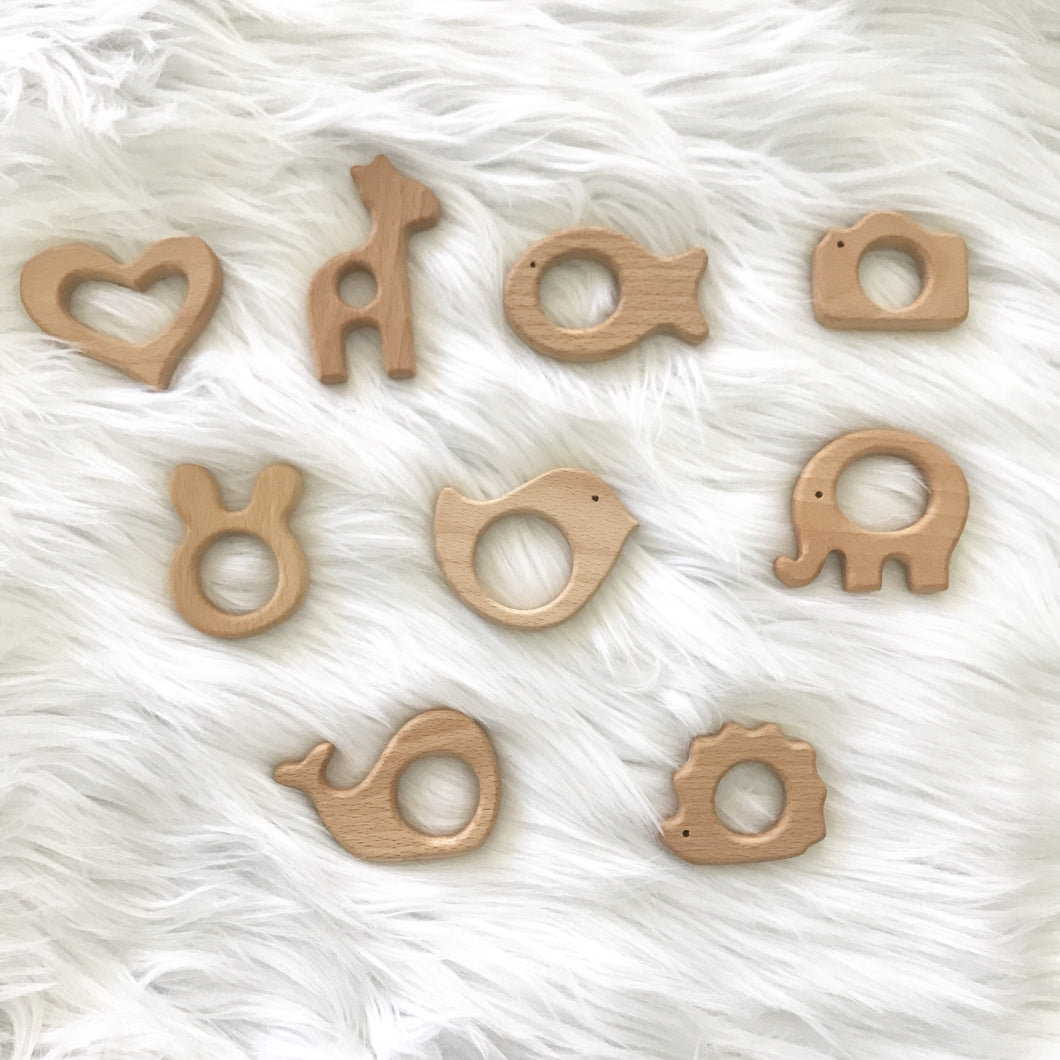 wooden animal teether