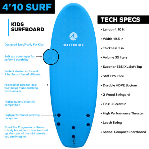 kids shortboard surfboard foam soft top beginners