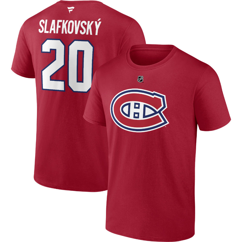 FANATICS MONTREAL CANADIENS JURAJ SLAFKOVSKY NAME AND NUMBER T SHIRT