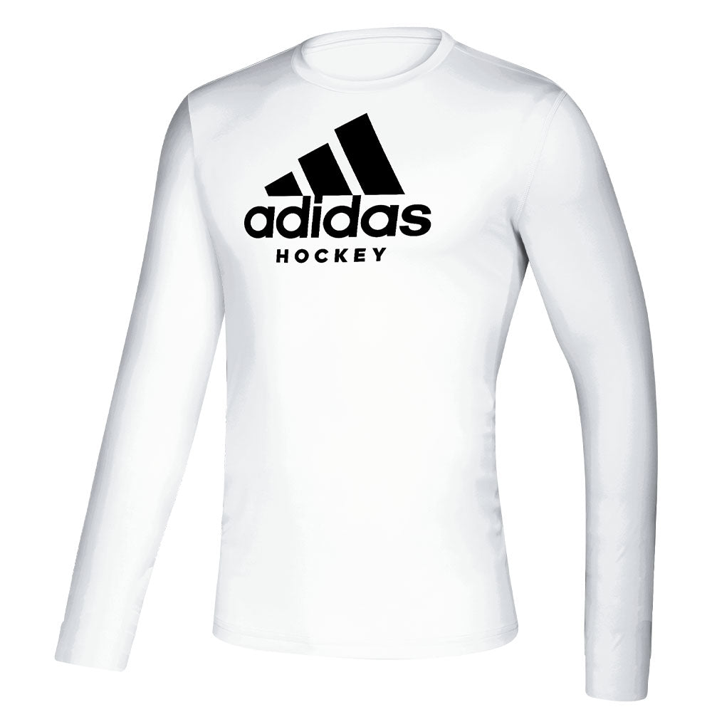 ADIDAS ADULT HOCKEY LONG SLEEVE T SHIRT - WHITE