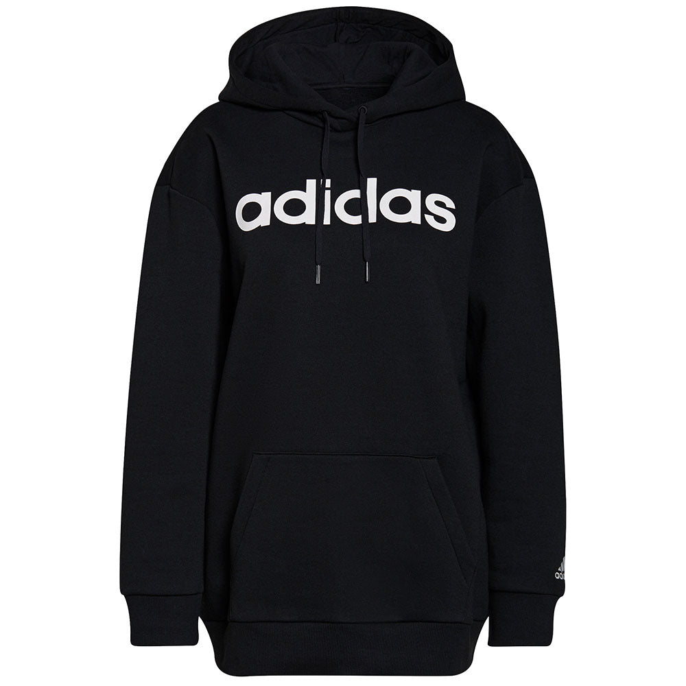 ADIDAS WOMEN'S ESSENTIALS LINEAR OVERSIZED FLEECE HOODIE -BLACK