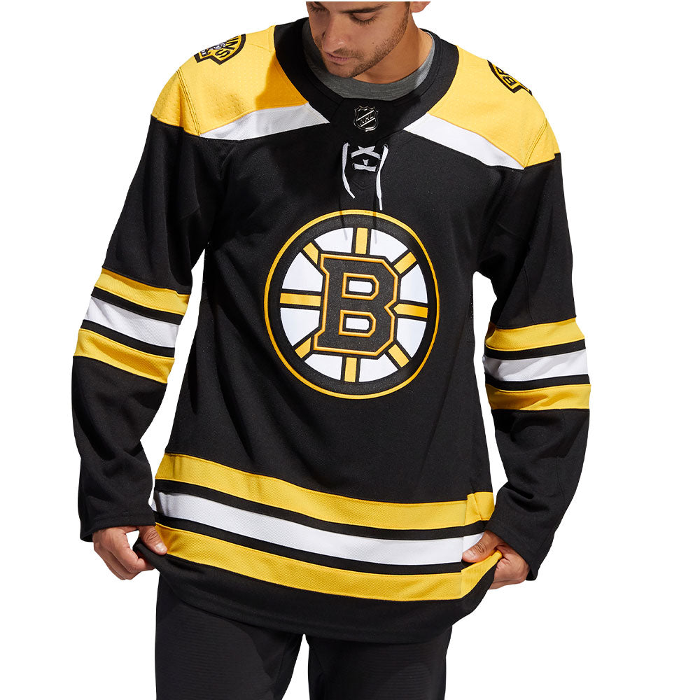 BOSTON BRUINS ADIDAS ADIZERO PRIMEGREEN AUTHENTIC BLACK HOME JERSEY