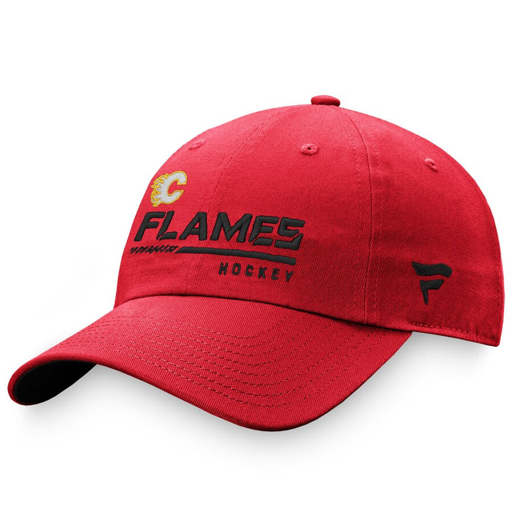 CALGARY FLAMES FANATICS MEN'S AUTHENTIC PRO LOCKER ROOM UNSTRUCTURED ADJUSTABLE HAT