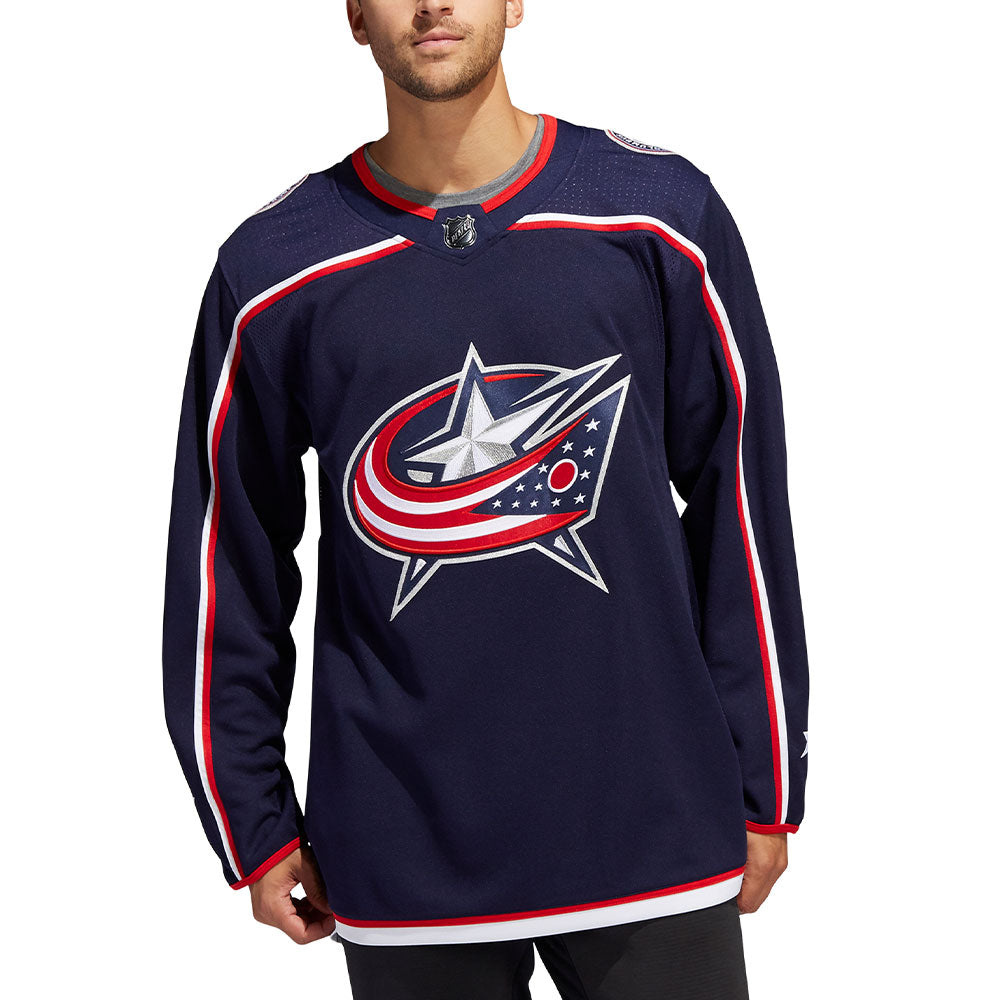 COLUMBUS BLUE JACKETS ADIDAS ADIZERO PRIMEGREEN AUTHENTIC NAVY HOME JERSEY