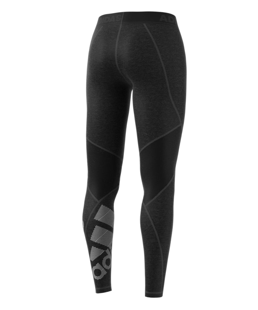 ADIDAS WOMEN'S ALPHSKIN HEATHERED BADGE OF SPORT LEGGINGS - BLACK