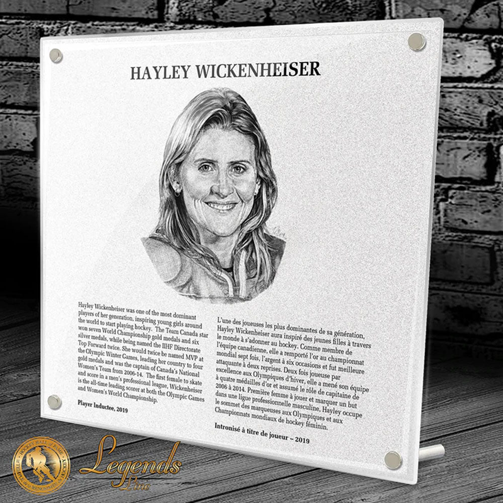 HAYLEY WICKENHEISER HOCKEY HALL OF FAME INDUCTION REPLICA PLAQUE