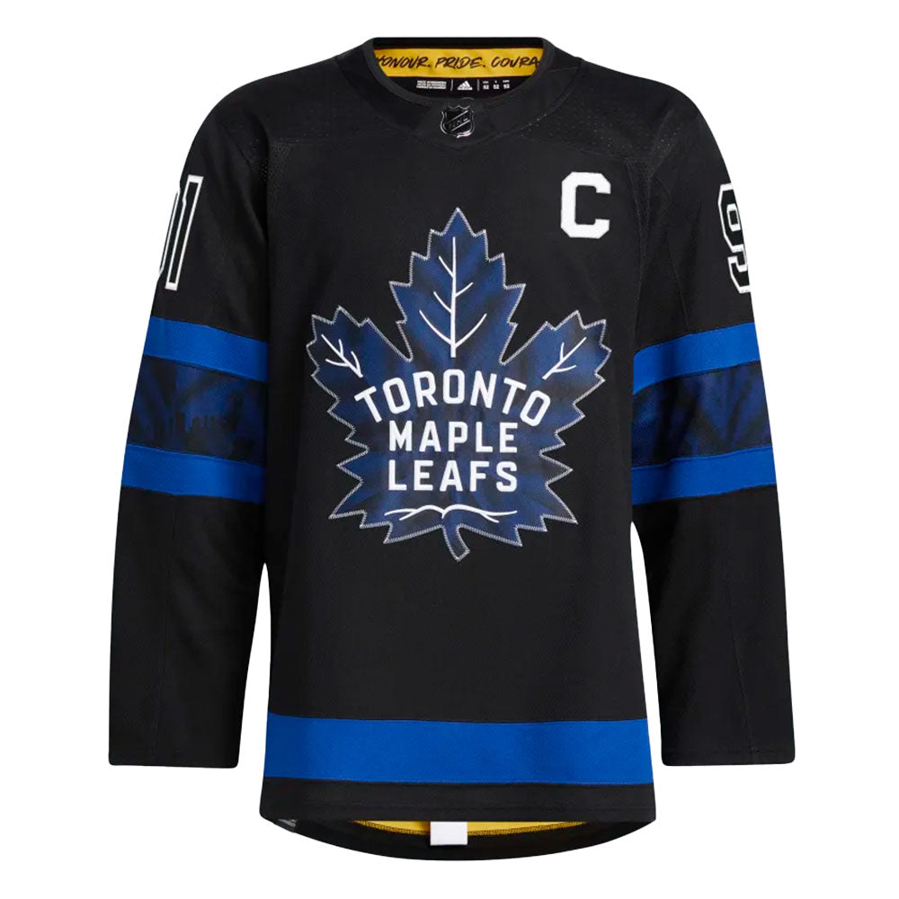 JOHN TAVARES TORONTO MAPLE LEAFS x DREW HOUSE ADIDAS ADIZERO PRIMEGREEN AUTHENTIC BLACK REVERSIBLE THIRD JERSEY