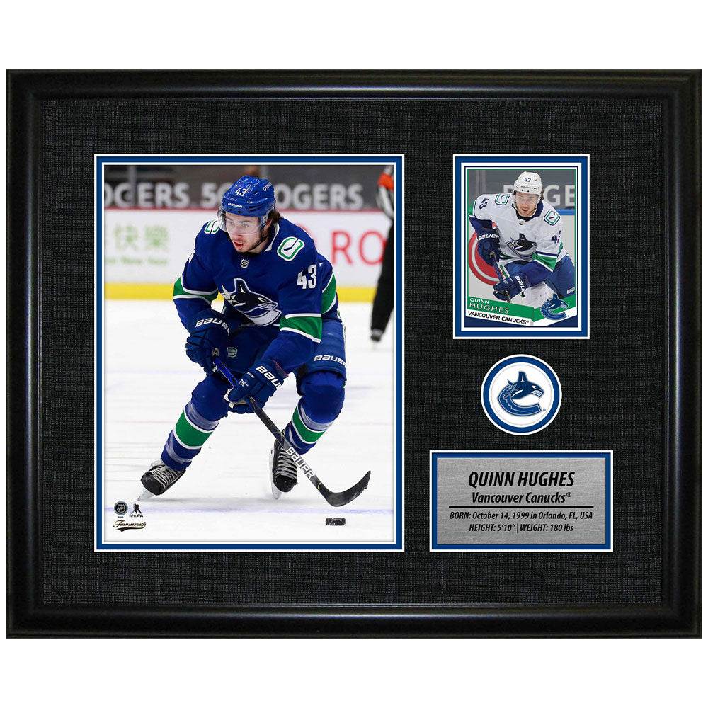 FRAMEWORTH QUINN HUGHES VANCOUVER CANUCKS FRAMED PHOTOCARD PRINT