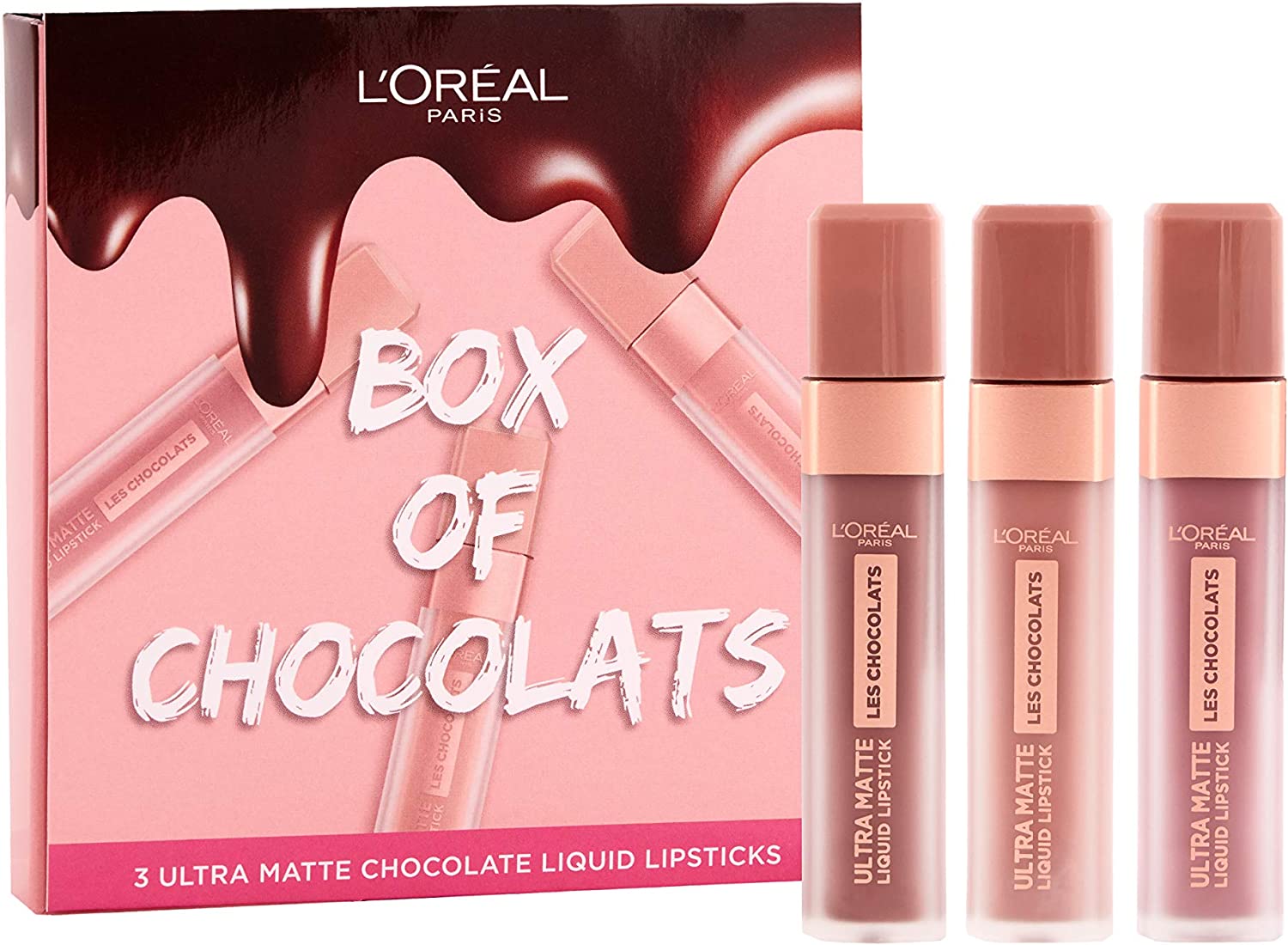 L’Oreal Paris Box of Chocolates 3 x Ultra Matte Liquid Lipstick Giftset