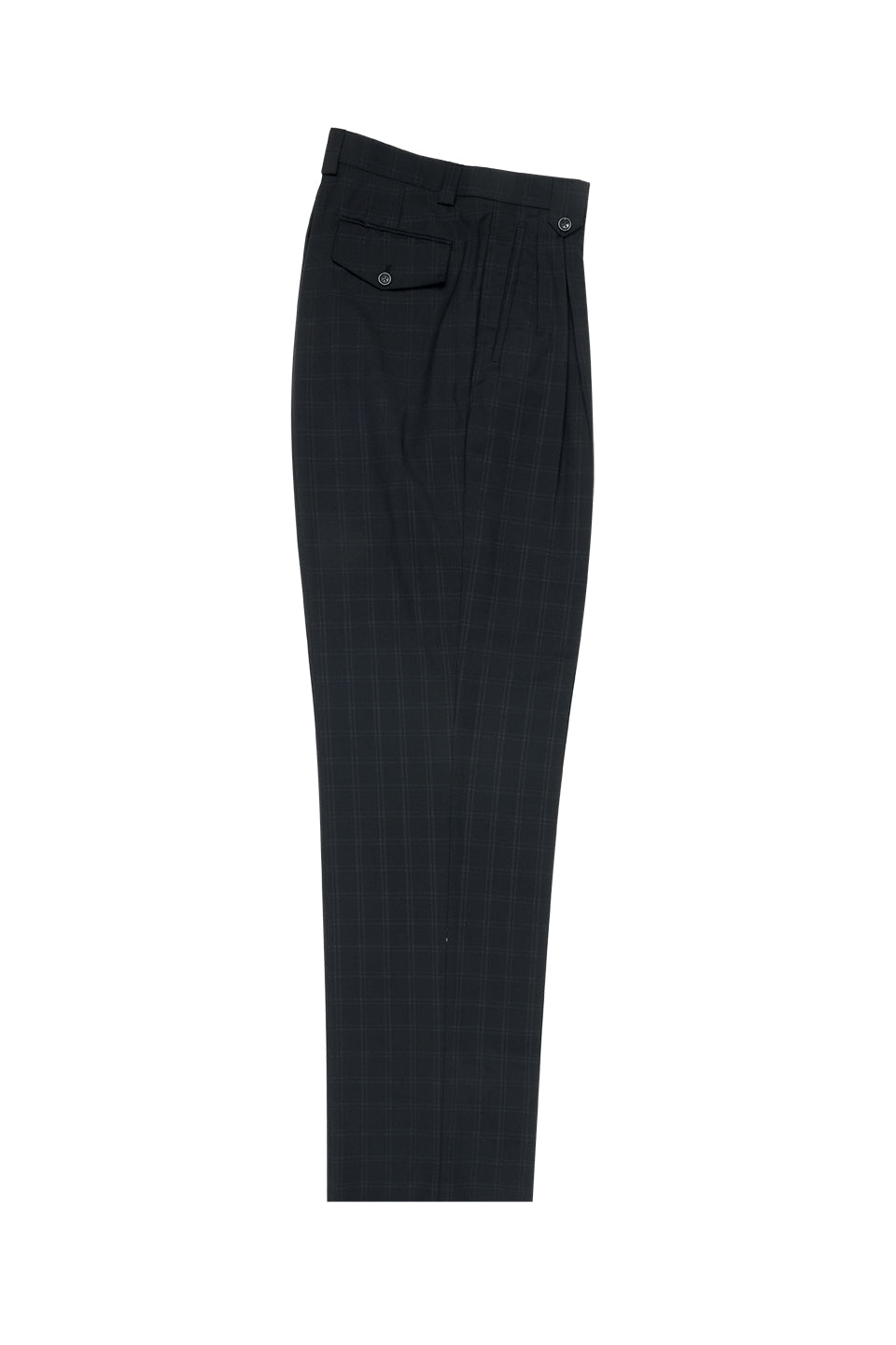 Black with Whitish Gray Windowpane Wide Leg, Wool Dress Pant 2586/2576 ...