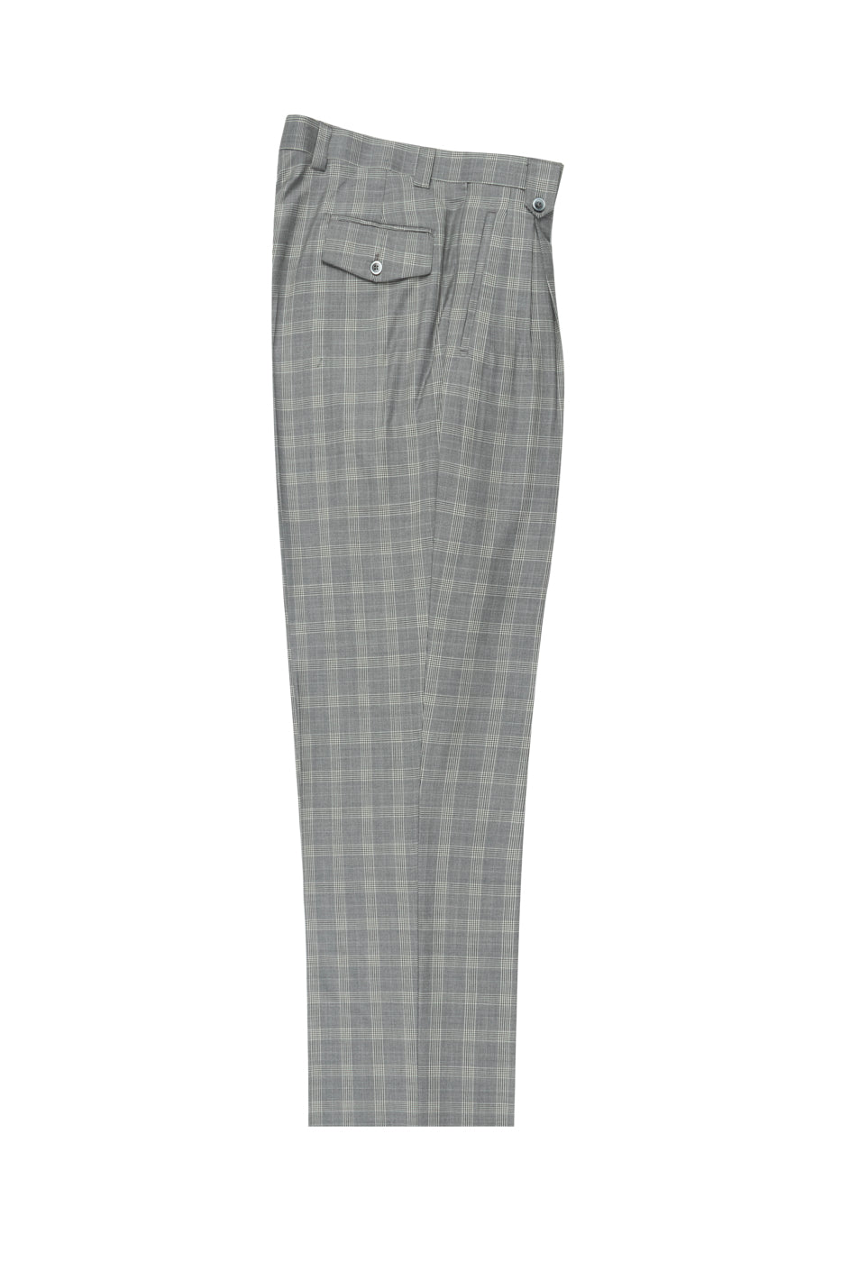 Medium gray with houndstooth design and windowpane, Wide Leg Wool Dres ...