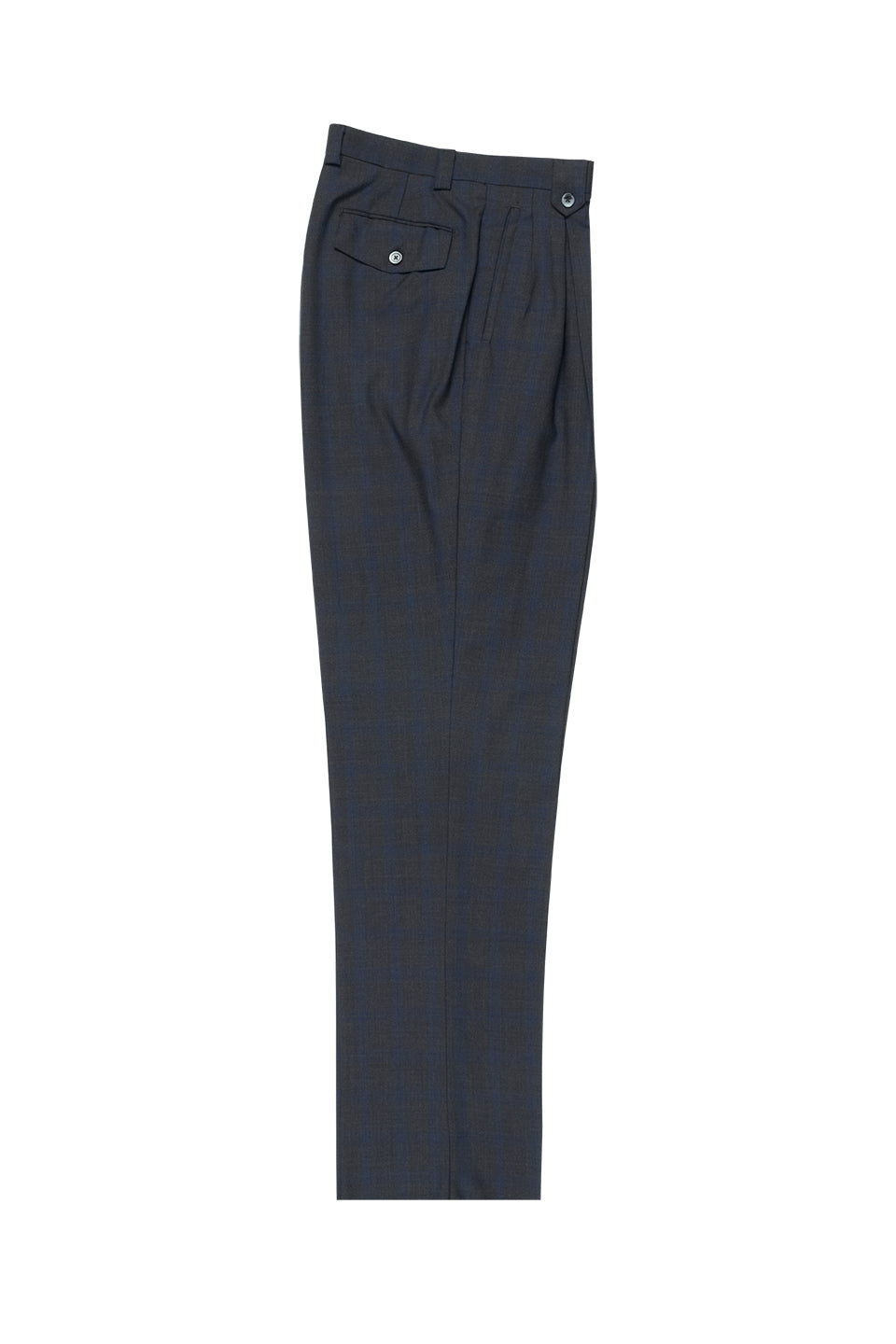 Charcoal Gray with Royal Blue Windowpane Wide Leg, Wool Dress Pant 258 ...