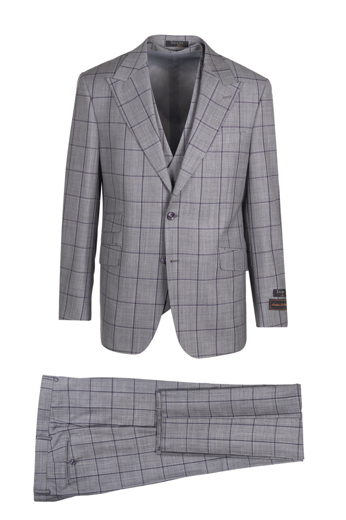 Prosecco Modern Fit, Pure Wool Suit & Vest by Tiglio Luxe TL4008/1 | Tiglio
