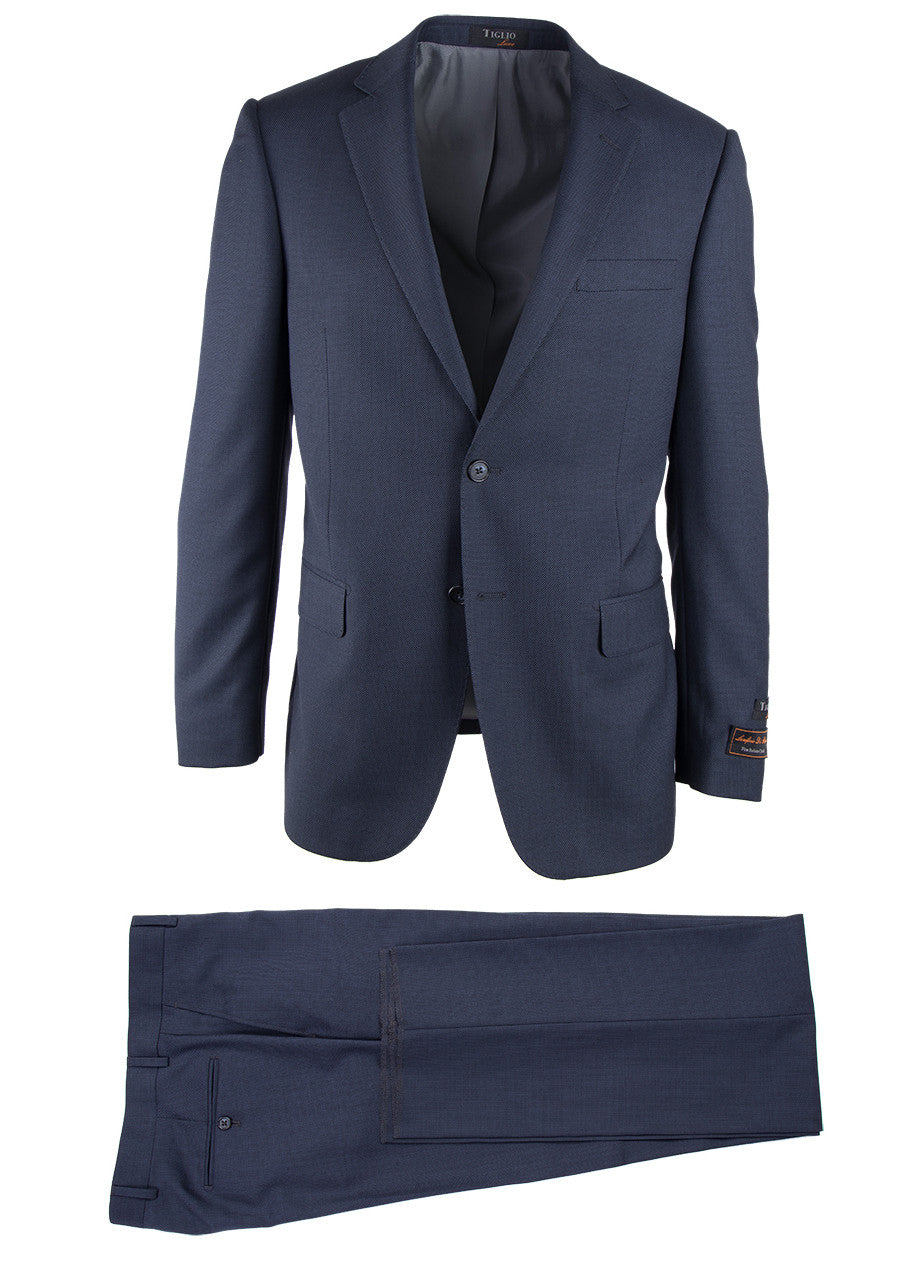 Novello Blue Birdseye, Modern Fit, Pure Wool Suit by Tiglio Luxe IDM70 ...