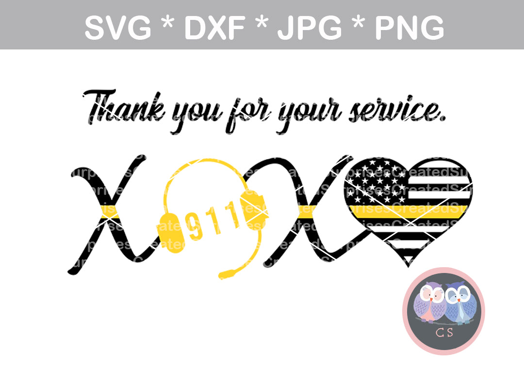 911 Xoxo Dispatcher Headset Police Heart Hero Digital Download S Createdsurprises