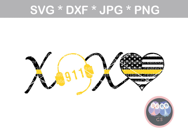 911 dispatcher headset and heartbeat svg