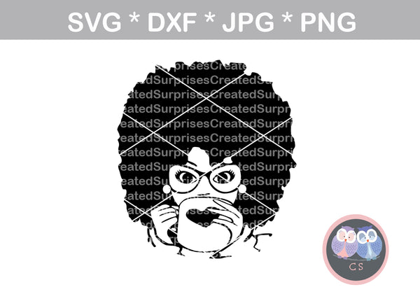 Download Afro woman, wild hair, afro, girl, digital download, SVG, DXF, cut fil - CreatedSurprises